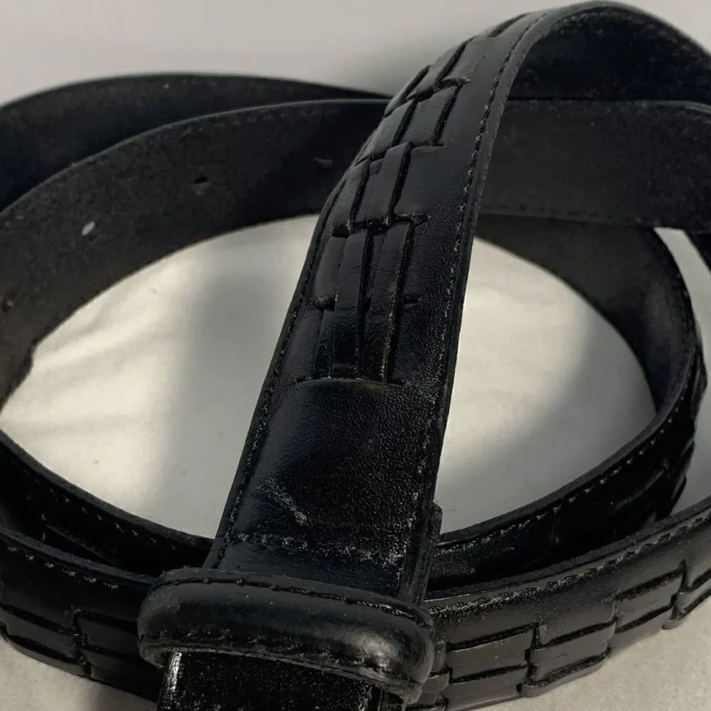 Black Silver Weave Argentine Leather Belt